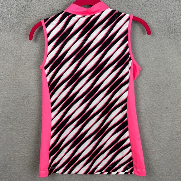 Tail Wmens Golf Shirt Bright Pink Black Abstract Pattern Sleeveless Size XS NWOT - Picture 2 of 8